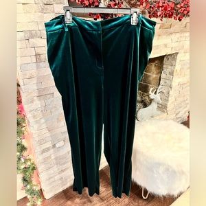 Velvet Forest Green wide leg pants